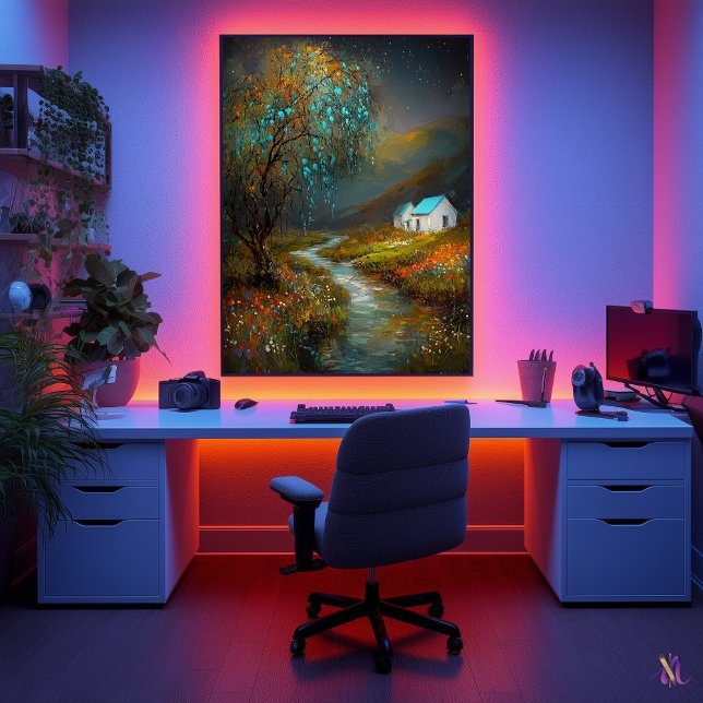 Starry River Hütte - traumhafte Landschaft Poster (Von Creator hochgeladen)