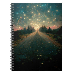 Starry Road Fantasy Landscape Sci-Fi Notizblock