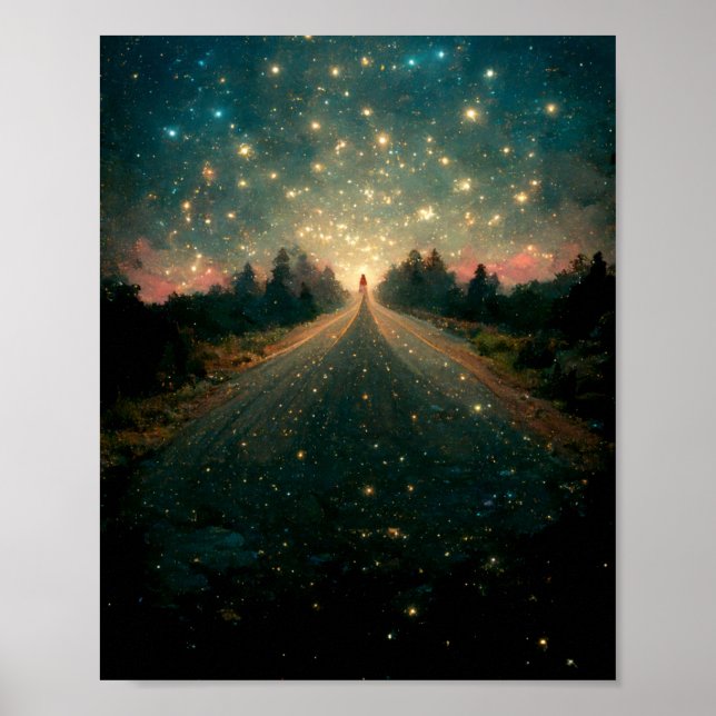 Starry Road Fantasy Landscape Sci-Fi Poster (Vorne)