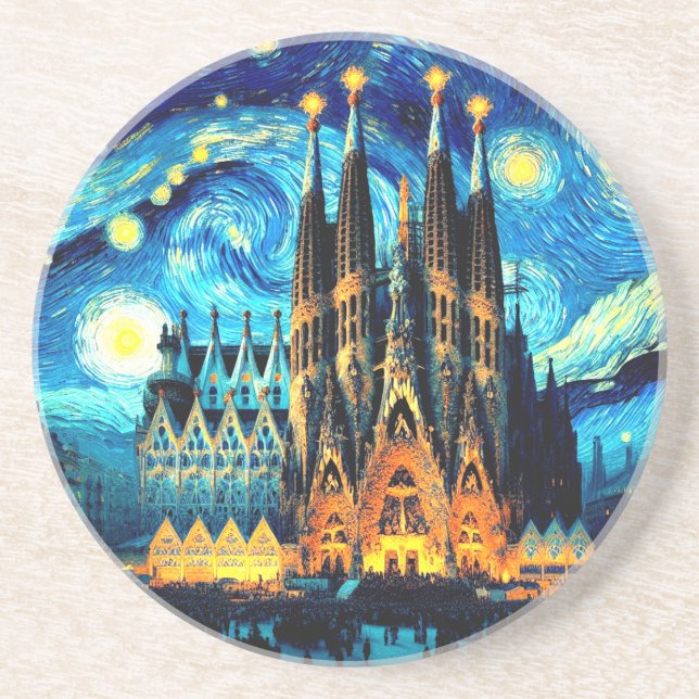 Starry Sagrada Familia Barcelona Getränkeuntersetzer (Vorne)