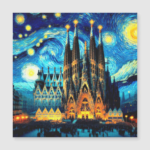 Starry Sagrada Familia Barcelona Magnetkarte