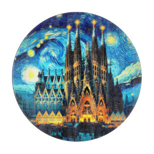 Starry Sagrada Familia Barcelona Schneidebrett