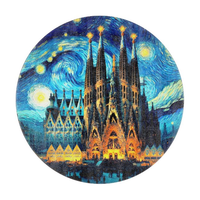 Starry Sagrada Familia Barcelona Schneidebrett (Vorderseite)