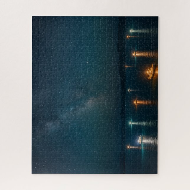 Starry Sea and Night Fishing Lights Puzzle (Vertikal)