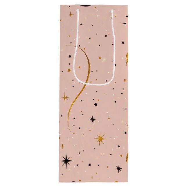 Starry Sip - Weinbeutel mit Sternmuster Geschenktüte Für Weinflaschen (Vorderseite)