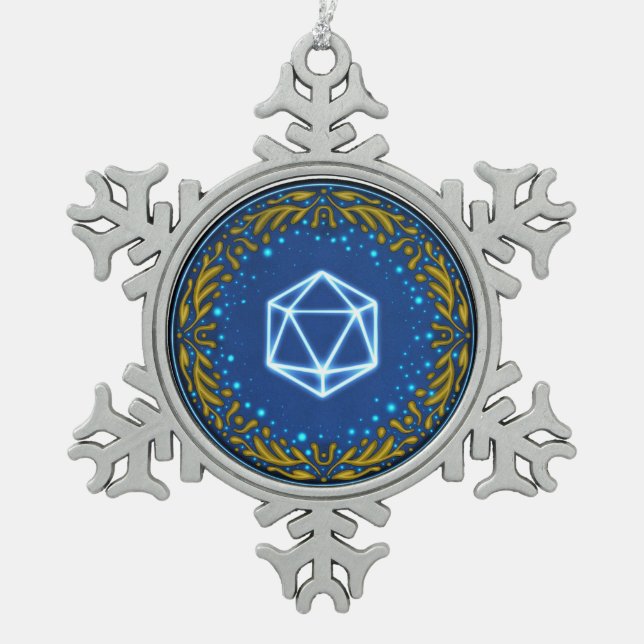 Starry Skies D20 Schneeflocken Zinn-Ornament (Vorderseite)