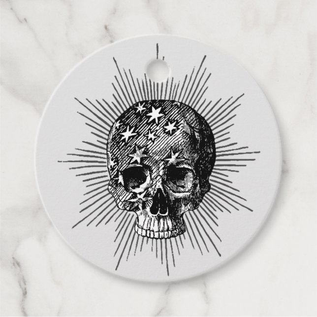 Starry Skull {{ mit personalisiertem Text}} Schlüs Geschenkanhänger (Vorderseite)