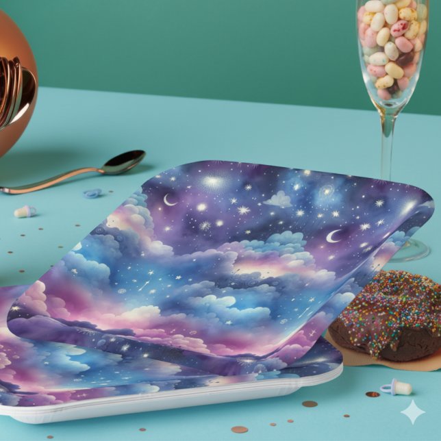 Starry Sky Adoption Baby Showpaper Teller (Starry Sky baby shower paper plate)