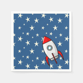 Starry Sky Fat Rocket Ship Serviette