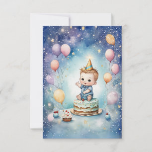 Starry Sky First Birthday Card Karte