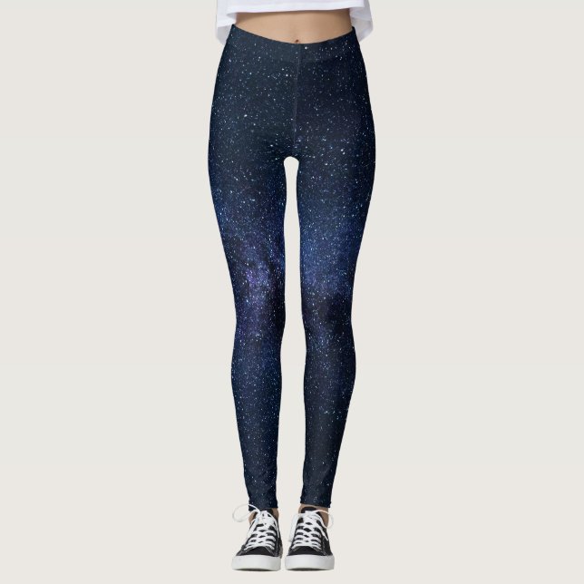 Starry Sky Mitternacht blauer aktiver Verschleiß Y Leggings (Vorderseite)
