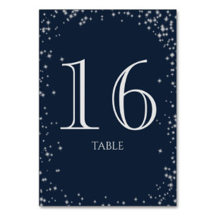 Starry Sky Sparkle Navy Blue Tischnummer