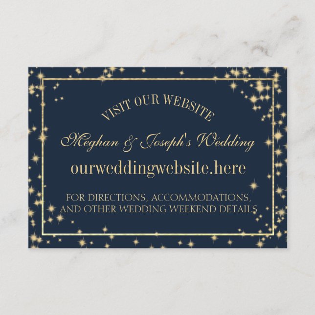 Starry Sky Sparkle Wedding Information Cards Begleitkarte (Vorderseite)