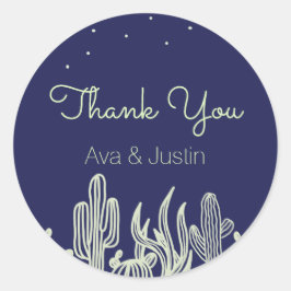 Starry Sky und Cactus Modern Vielen Dank Runder Aufkleber