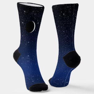 Starry Sky und Crescent Moon, Deep Blue Socken