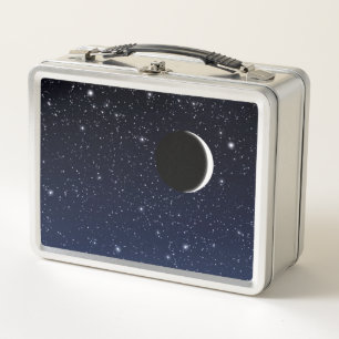 Starry Sky und Crescent Moon, Deep Blue to Black Metall Lunch Box