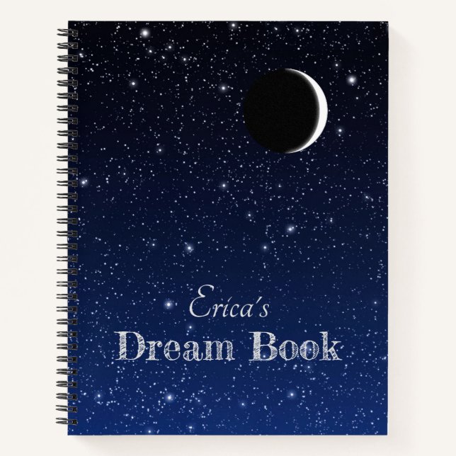 Starry Sky und Crescent Moon, Dream Journal Notizbuch (Vorderseite)