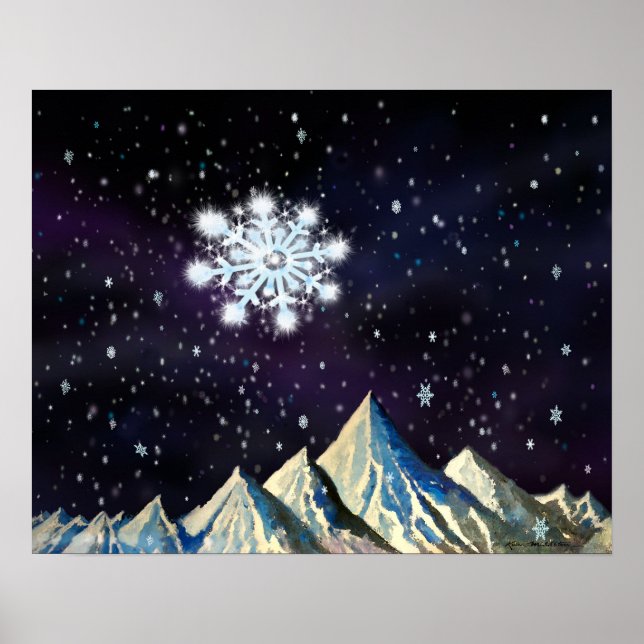 Starry Sky w BIG Snowflakes Poster (Vorne)