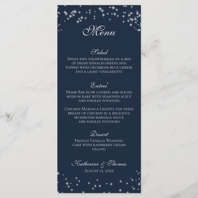Starry Sky Wedding Menu Menükarte (Vorderseite)