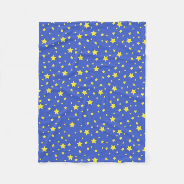 Starry Sky Yellow Stars Pretty Starlight Night Fleecedecke (Vorderseite)