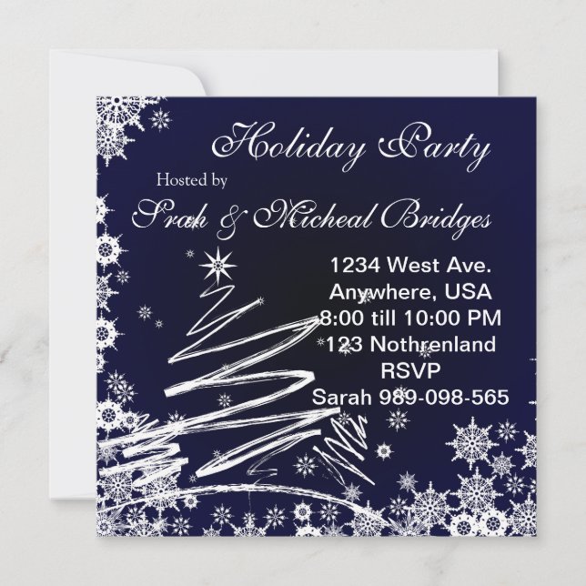 Starry Snowy Night Holiday Party Einladung (Vorderseite)