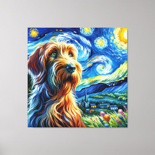 Starry Spinone Dog Portrait - Portrait für Haustie Leinwanddruck (Vorderseite)