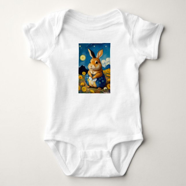 Starry Spring Bunny Baby Body Anzug Strampler (Vorderseite)
