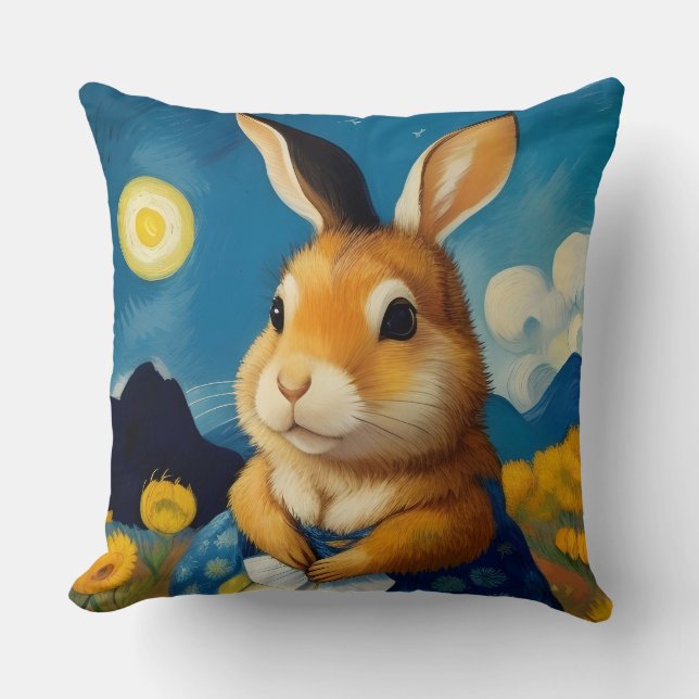 Starry Spring Bunny Kissen (Vorderseite)