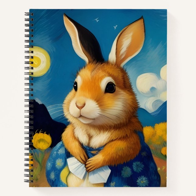 Starry Spring Bunny Notebook Notizbuch (Vorderseite)