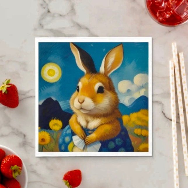 Starry Spring Bunny Paper Napkin Serviette (Von Creator hochgeladen)