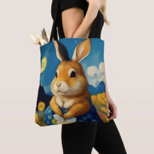 Starry Spring Bunny Tote Bag