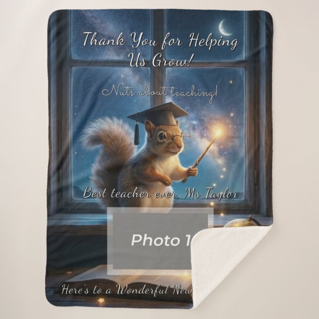 Starry Squirrel Teacher Appreciation Blanket Sherpadecke (Vorderseite)