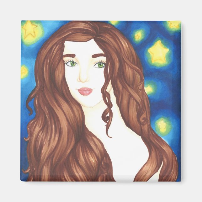 Starry Starry Girl - 2 Zoll Square Magnet (Vorne)