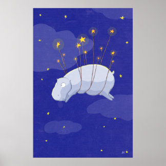 Starry Starry Hippo, ein Kinder-Illustrations-Pos Poster