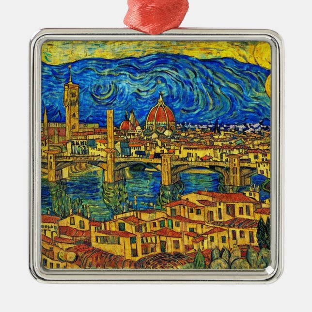 Starry Starry Night Florence Italien Ornament Aus Metall (Vorne)