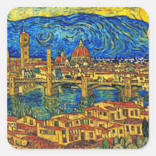 Starry Starry Night Florence Italien Quadratischer Aufkleber