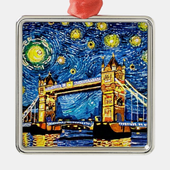 Starry Starry Night London England Ornament Aus Metall (Vorne)