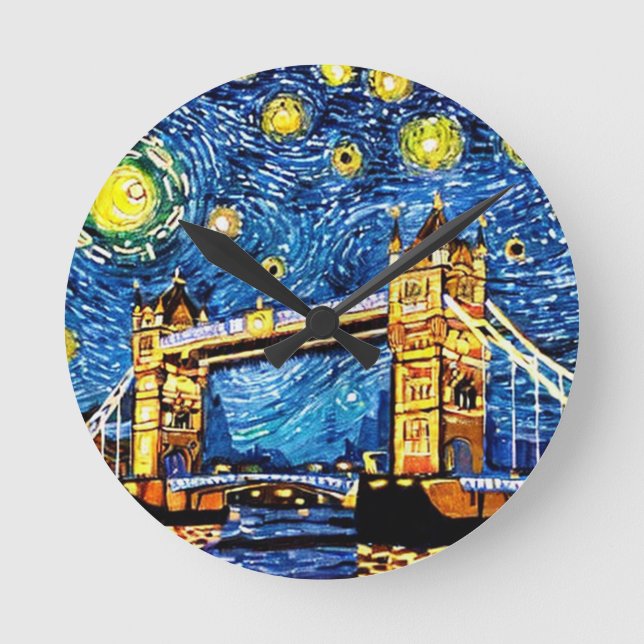 Starry Starry Night London England Runde Wanduhr (Vorderseite)