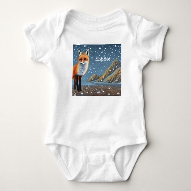 Starry Starry Night Storybook Fox Baby Strampler (Vorderseite)