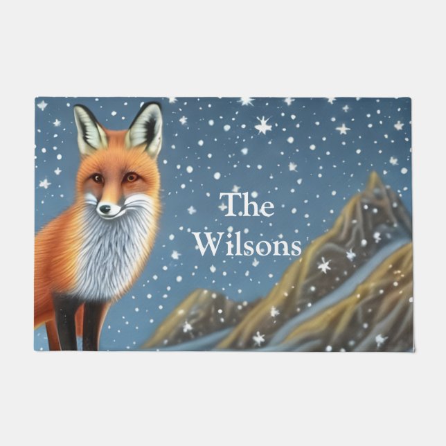 Starry Starry Night Storybook Fox Fußmatte (Vorderseite)