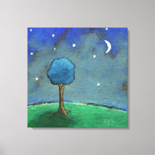 Starry Starry Night, Whimsical Tree Landschaft Kun Leinwanddruck