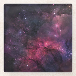 Starry Stars Weltraumgalaxie Planetenmuster Glasuntersetzer