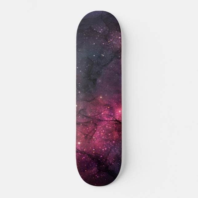 Starry Stars Weltraumgalaxie Planetenmuster Skateboard (Vorderseite)