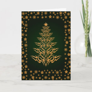 Starry Stylish Christmas Tree Grüße Karte Grün