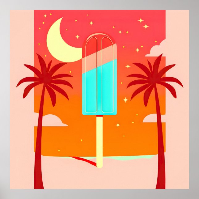 Starry Summer Palm Ice Oase Poster (Vorne)