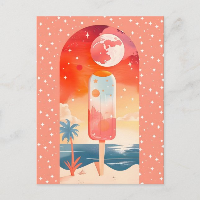 Starry Summer Tropical Night Feiertagspostkarte (Vorderseite)