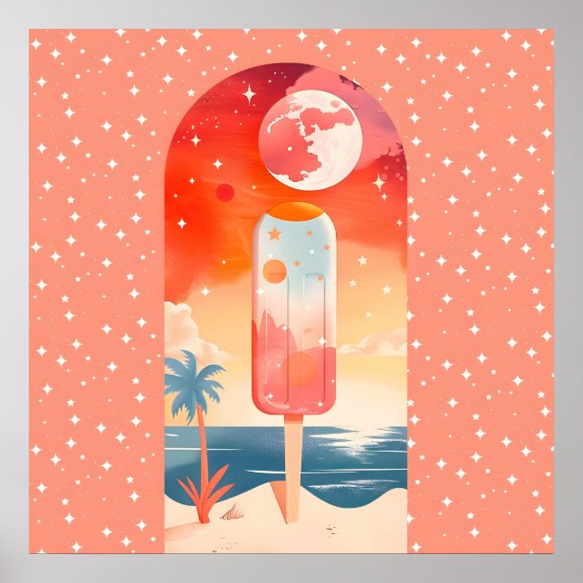 Starry Summer Tropical Night Poster (Vorne)