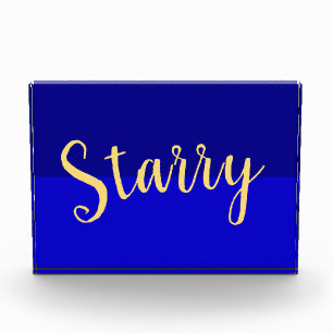 STARRY Text auf zweifarbigem königsblauem Farbbloc Fotoblock