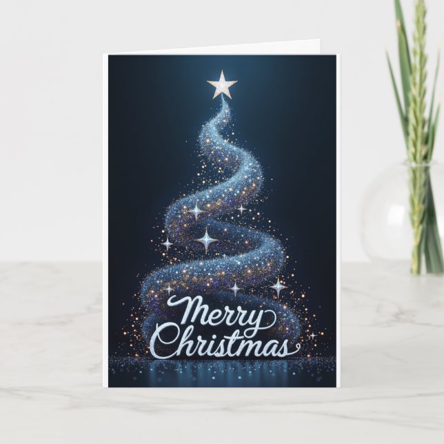 Starry Tree – Merry Christmas Sparkle Karte (Vorderseite)