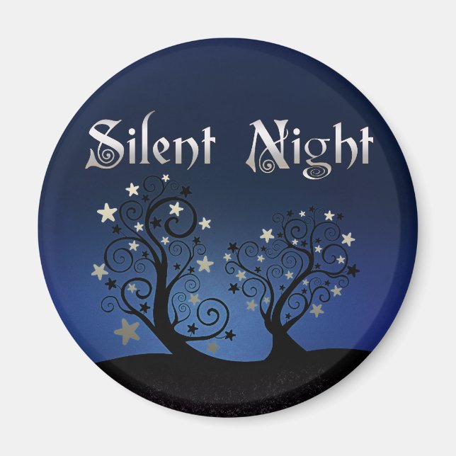Starry Trees Stille Nacht Magnet (Vorne)